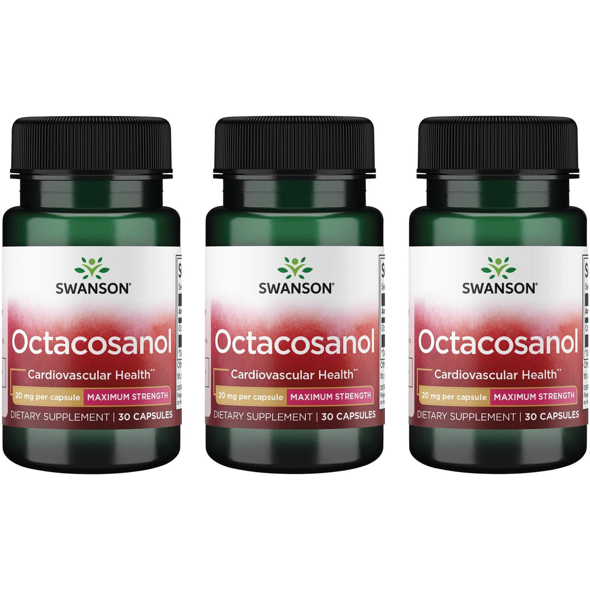 Swanson Octacosanol, botella con 30 cápsulas, posible apoyo a la salud cardiovascular.