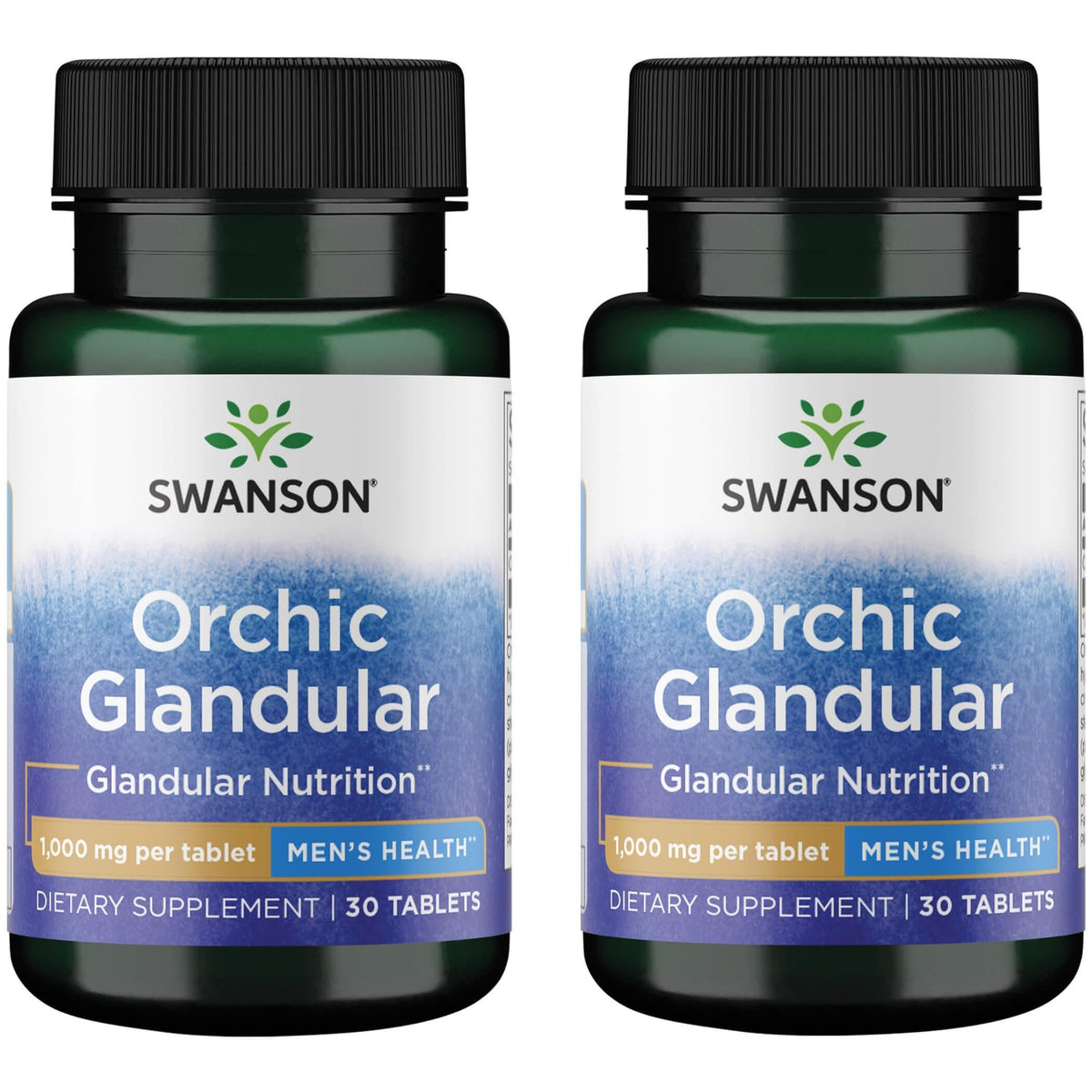 Swanson Orchic Glandular, botella frontal, posible apoyo a la salud masculina diaria