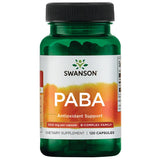 Swanson PABA: botella de cápsulas, apoyo general al bienestar y energía diaria.