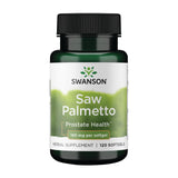 Swanson Palma Enana Americana, botella de cápsulas, apoyo a la salud prostática.