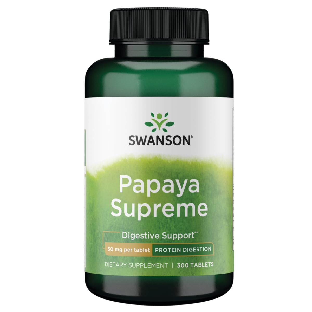 Swanson Papaya Supreme de 50 mg en botella, apoyo a la digestión de proteínas.