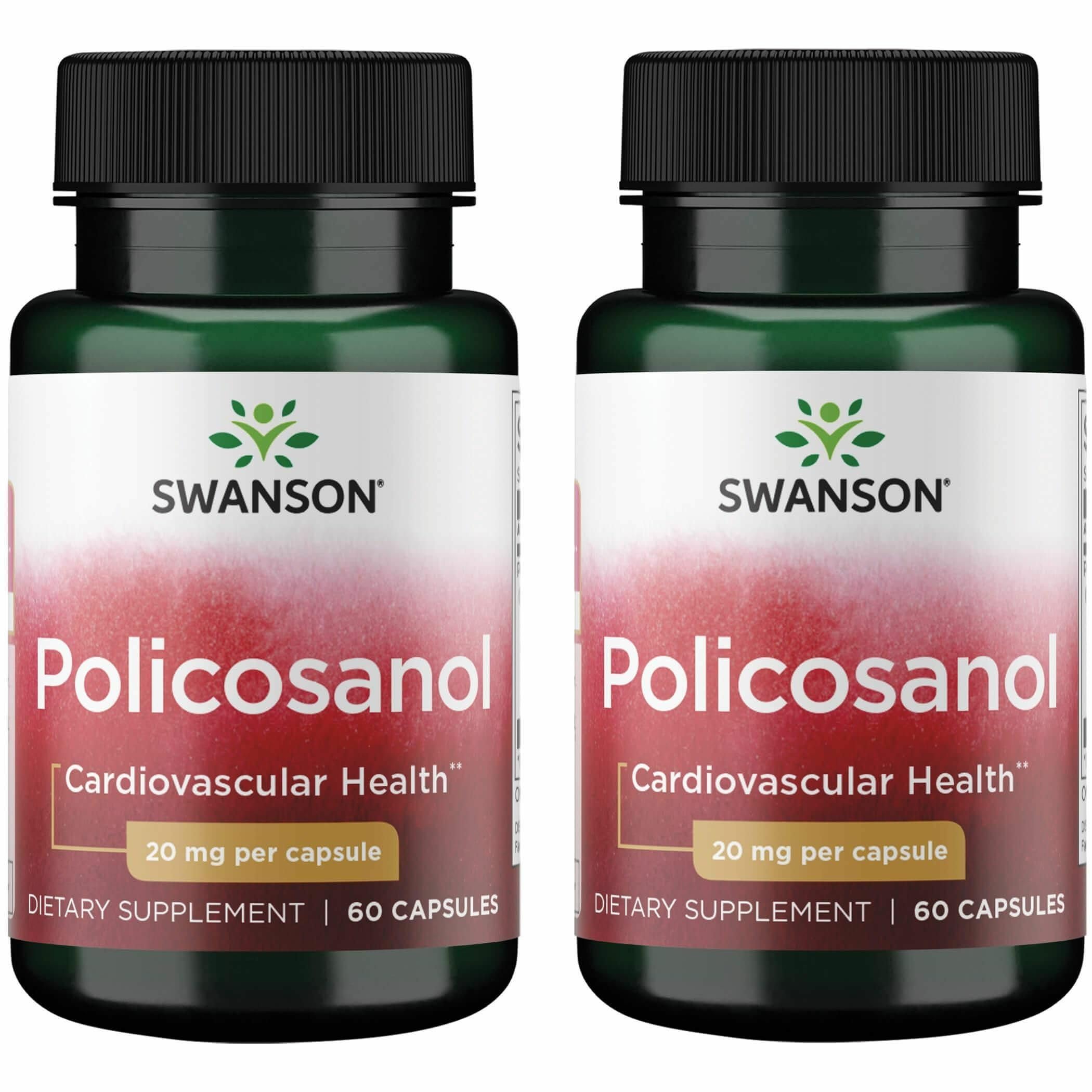 Swanson Policosanol frasco frontal, muestra la etiqueta y posible apoyo a la salud cardiovascular.