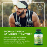 Swanson prebióticas cápsulas 750 mg, etiqueta resalta potencia para digestión.