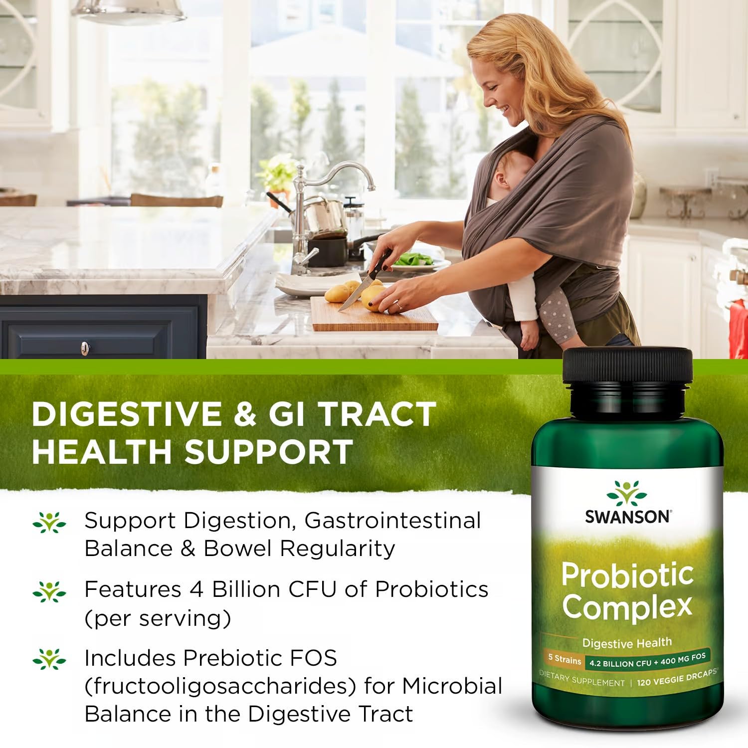 Swanson Probiotic Complex capsulas veggie drcaps protegen nutrientes.