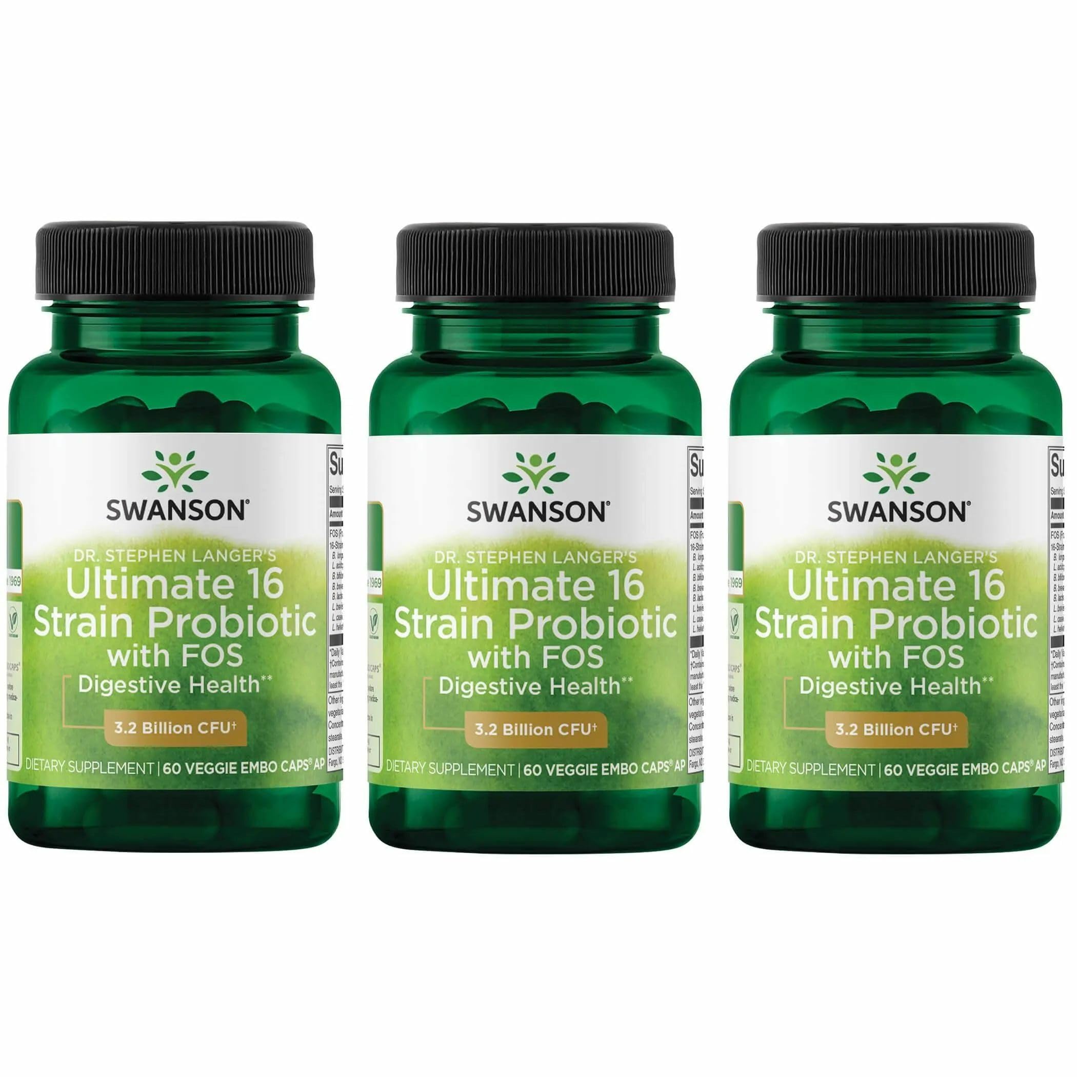 Swanson probiótico de 16 cepas en bote para equilibrio digestivo.
