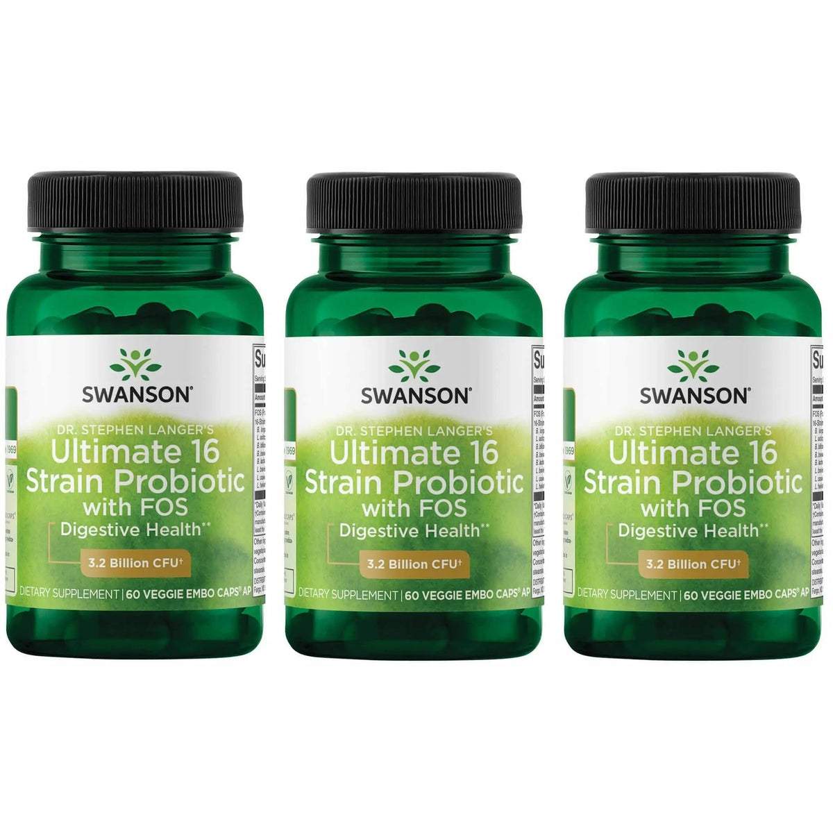 Swanson probiótico de 16 cepas en bote para equilibrio digestivo.