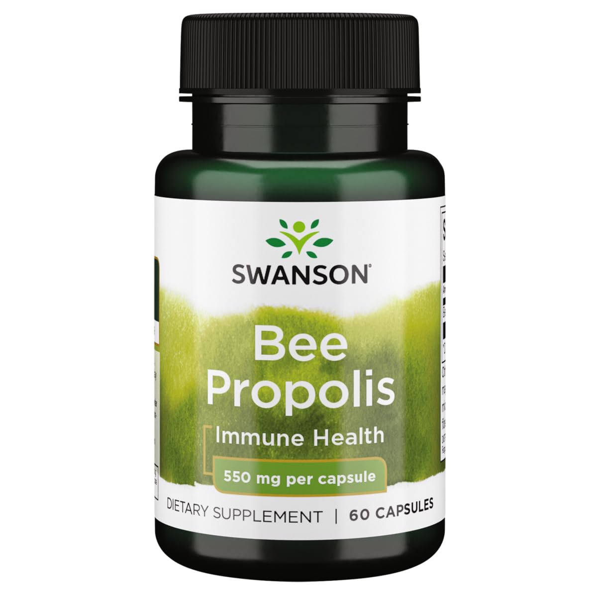 Swanson Propolis 550 mg, botella de cápsulas, posible apoyo al sistema inmunitario.