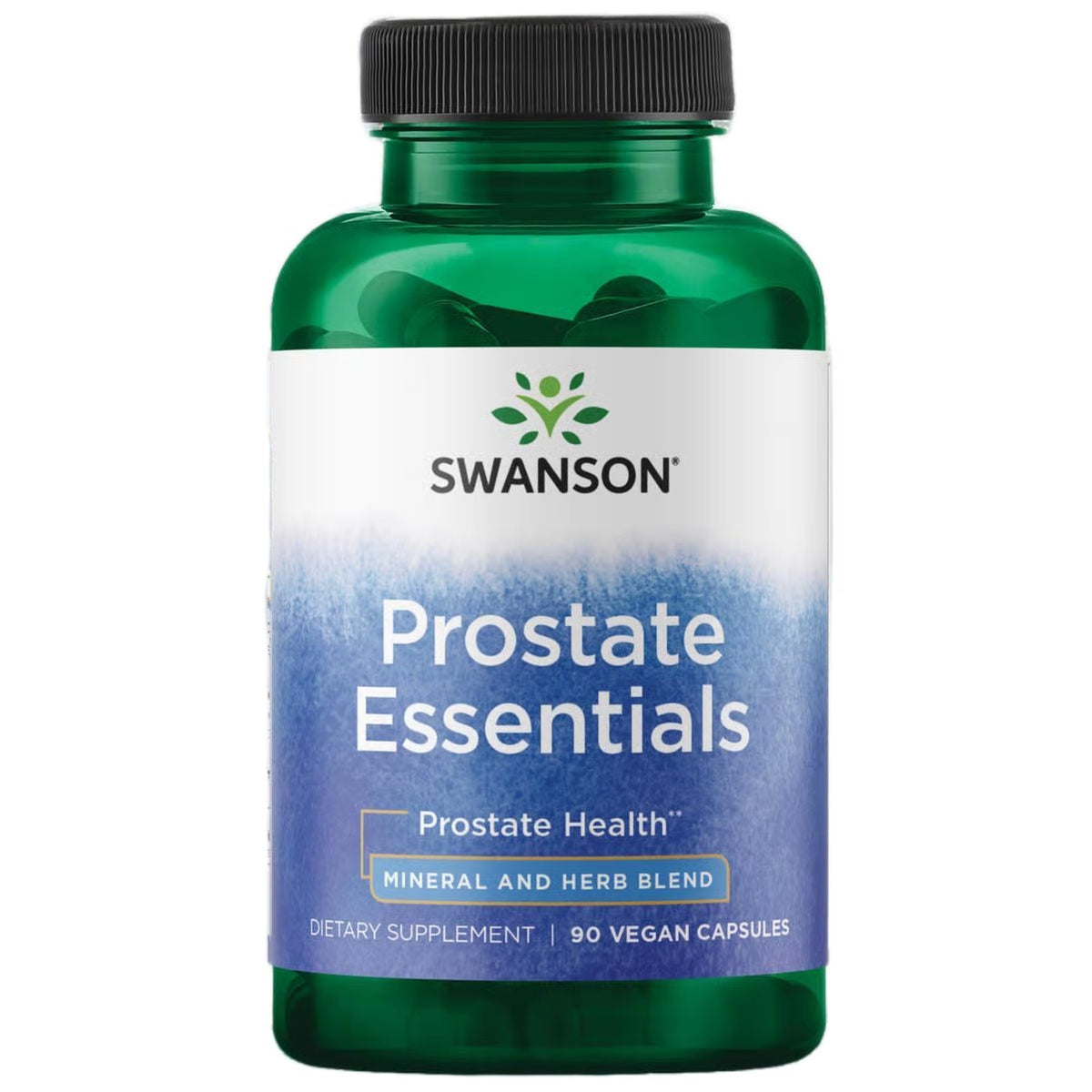 Swanson Prostate Essentials en botella: soporte para la salud prostática y bienestar diario.