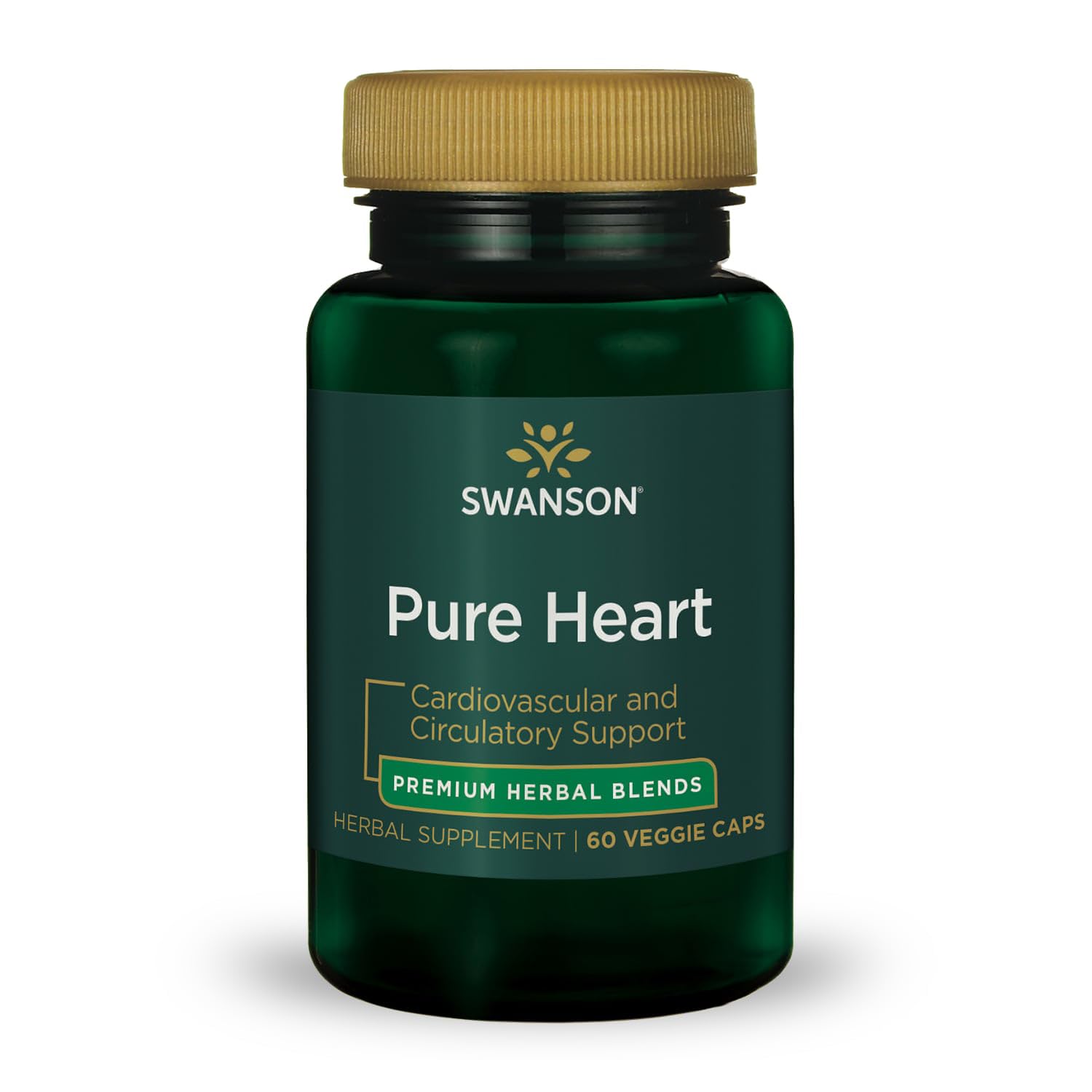 Swanson Pure Heart, cápsulas vegetales, apoyo a la salud cardiovascular.
