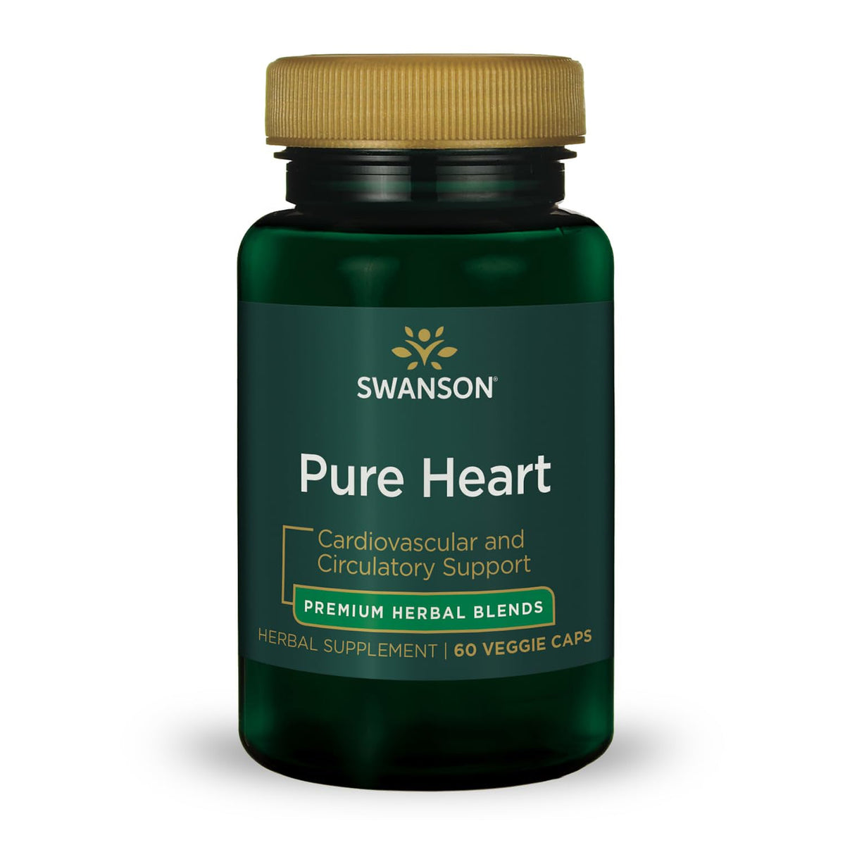 Swanson Pure Heart, cápsulas vegetales, apoyo a la salud cardiovascular.