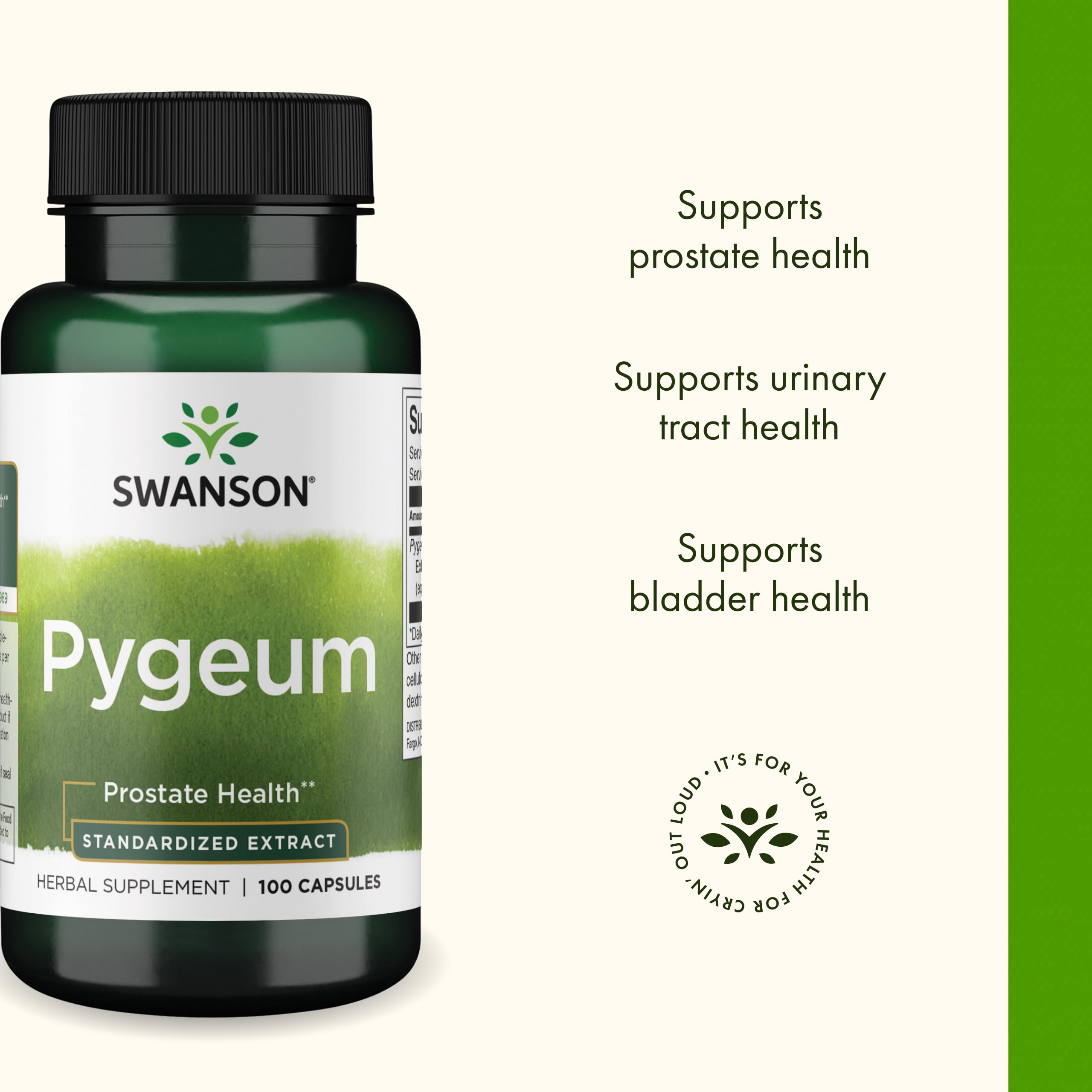 Swanson Pygeum - caja del producto: presentación y almacenamiento.