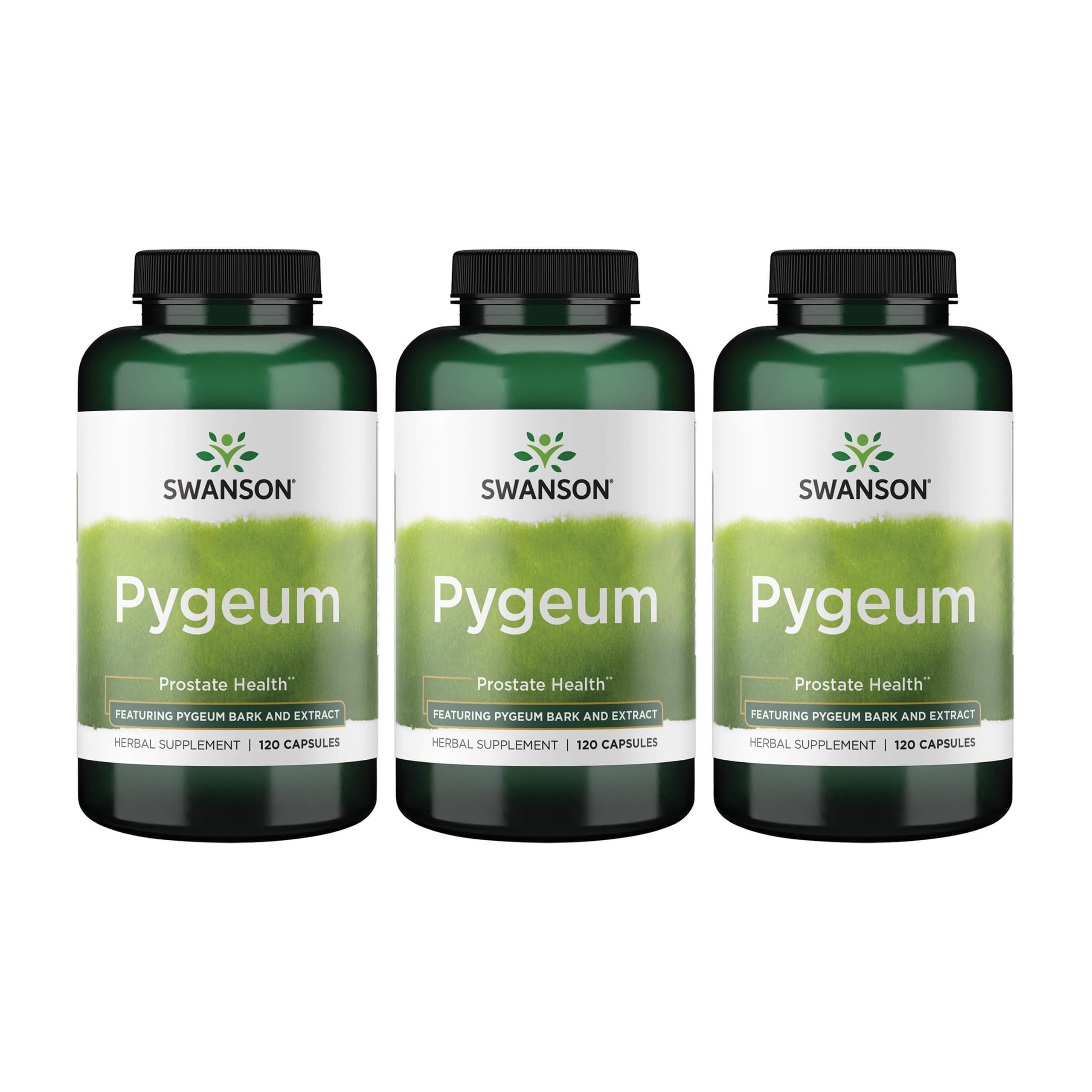 Swanson Pygeum cápsulas de 400 mg para soporte diario del tracto urinario.
