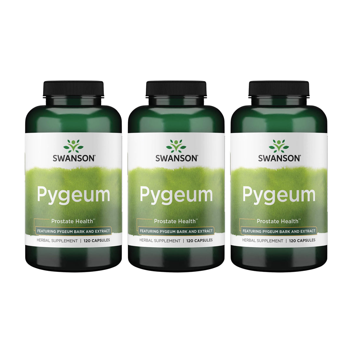 Swanson Pygeum cápsulas de 400 mg para soporte diario del tracto urinario.