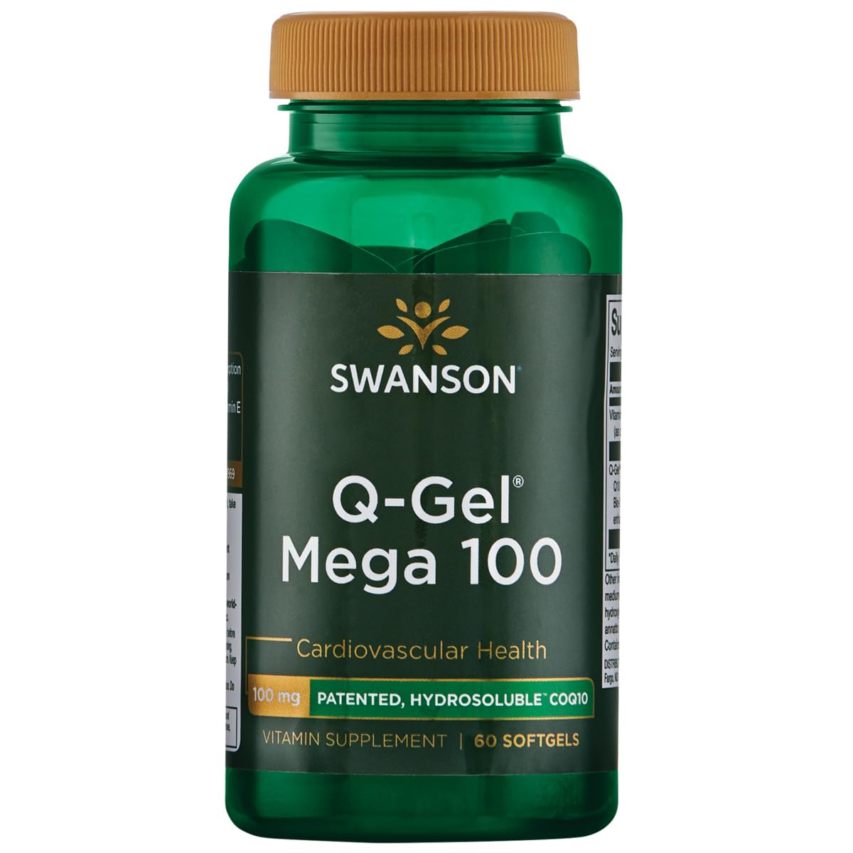 Swanson Q-Gel Mega 100 miligramos, cápsulas en botella, apoyo a la energía celular.