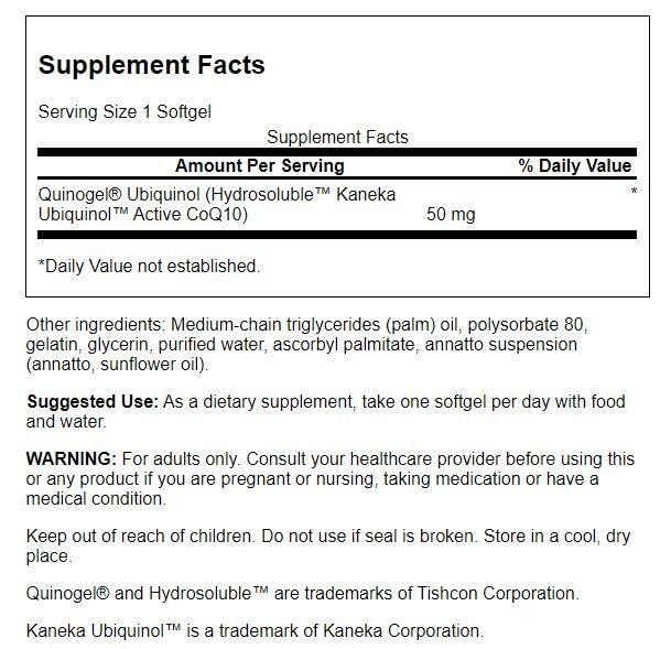 Swanson Quinogel: etiqueta con sello de calidad, útil para salud cardiovascular