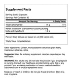 Etiqueta frontal de Swanson Reishi para confirmar calidad y uso recomendado