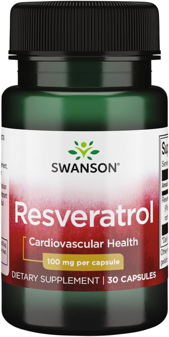 Swanson Resveratrol 100, botella de 100 mg, apoyo potencial para la salud celular diaria