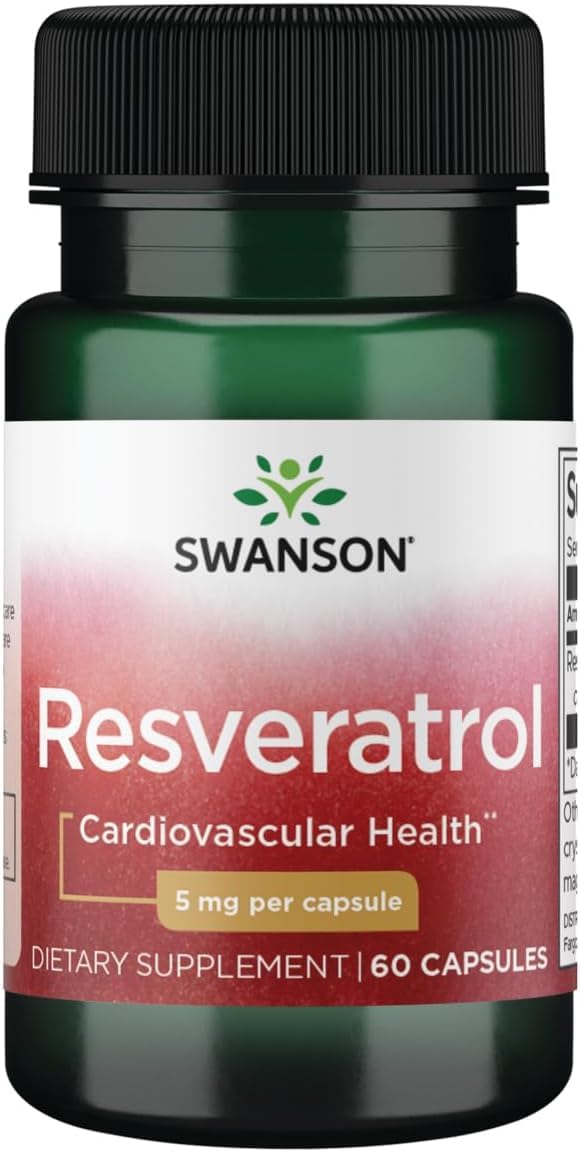Swanson Resveratrol cápsulas detalle: apoyo antioxidante diario.