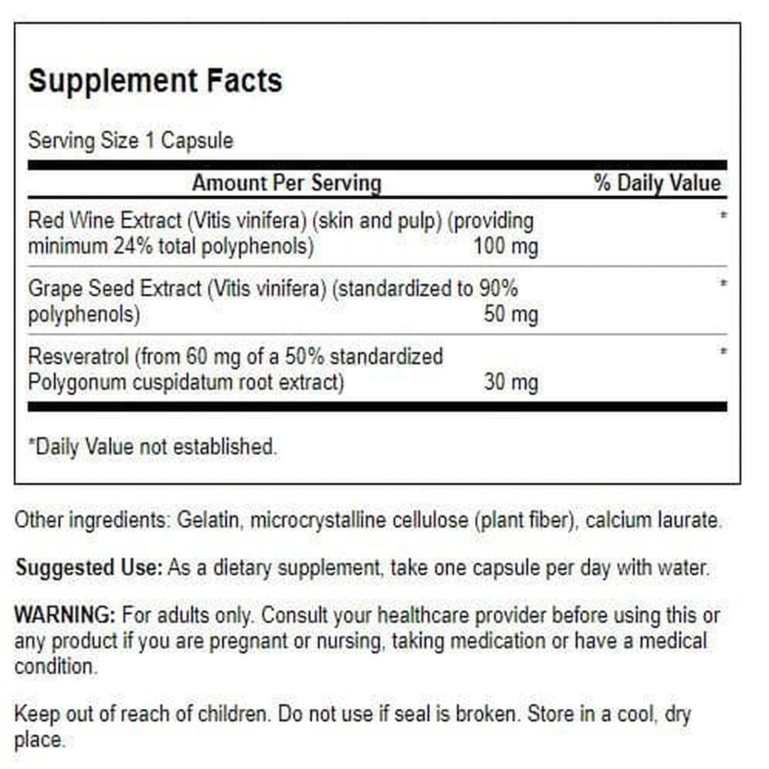 Cápsulas Swanson Resveratrol Complex para uso diario y bienestar