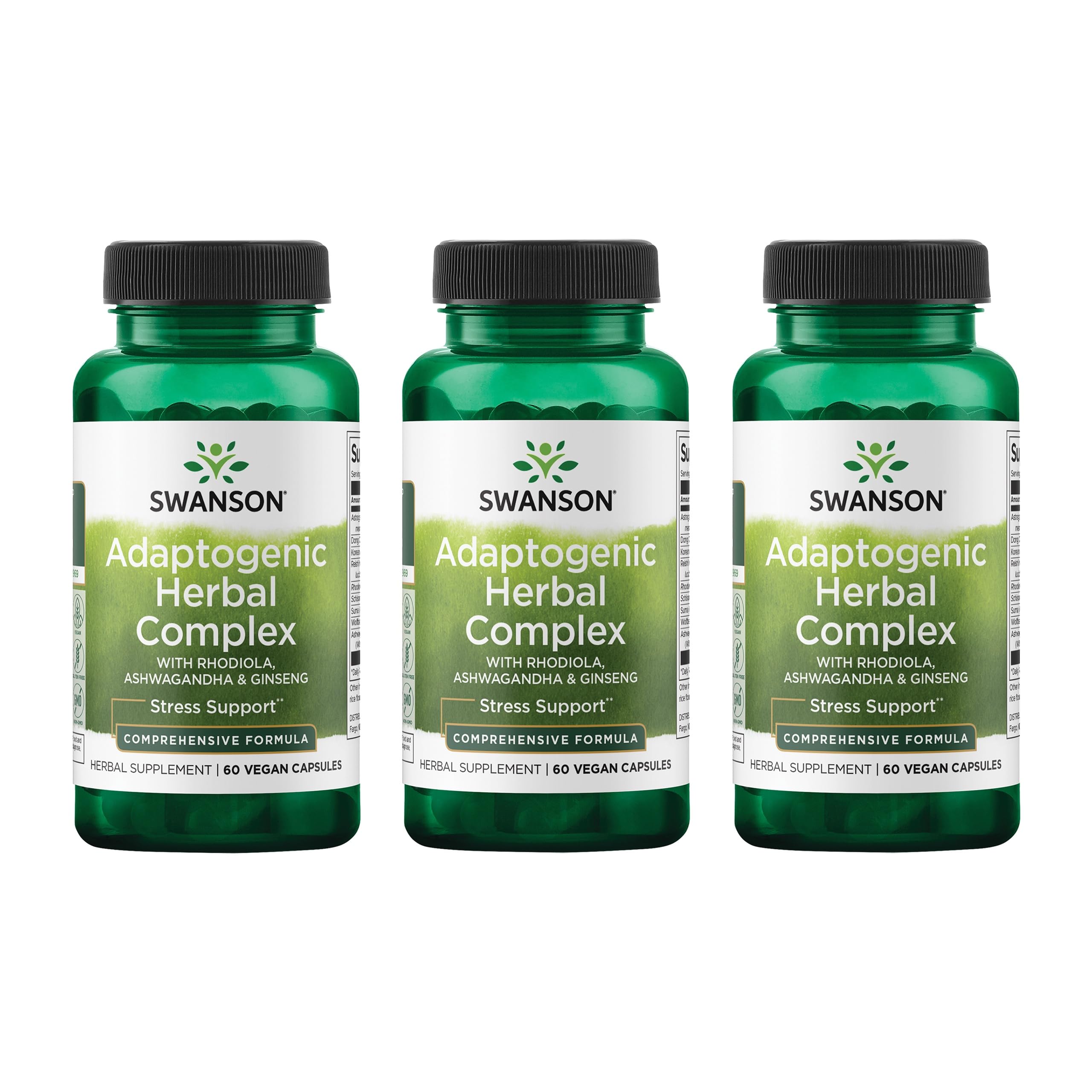 Swanson Rhodiola Ashwaganda Ginseng: cápsulas para energía sostenida.