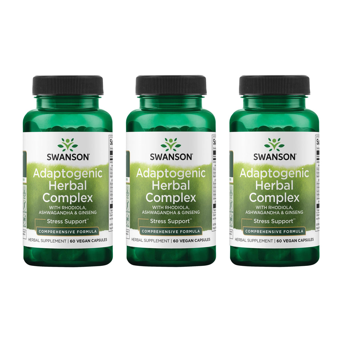 Swanson Rhodiola Ashwaganda Ginseng: cápsulas para energía sostenida.