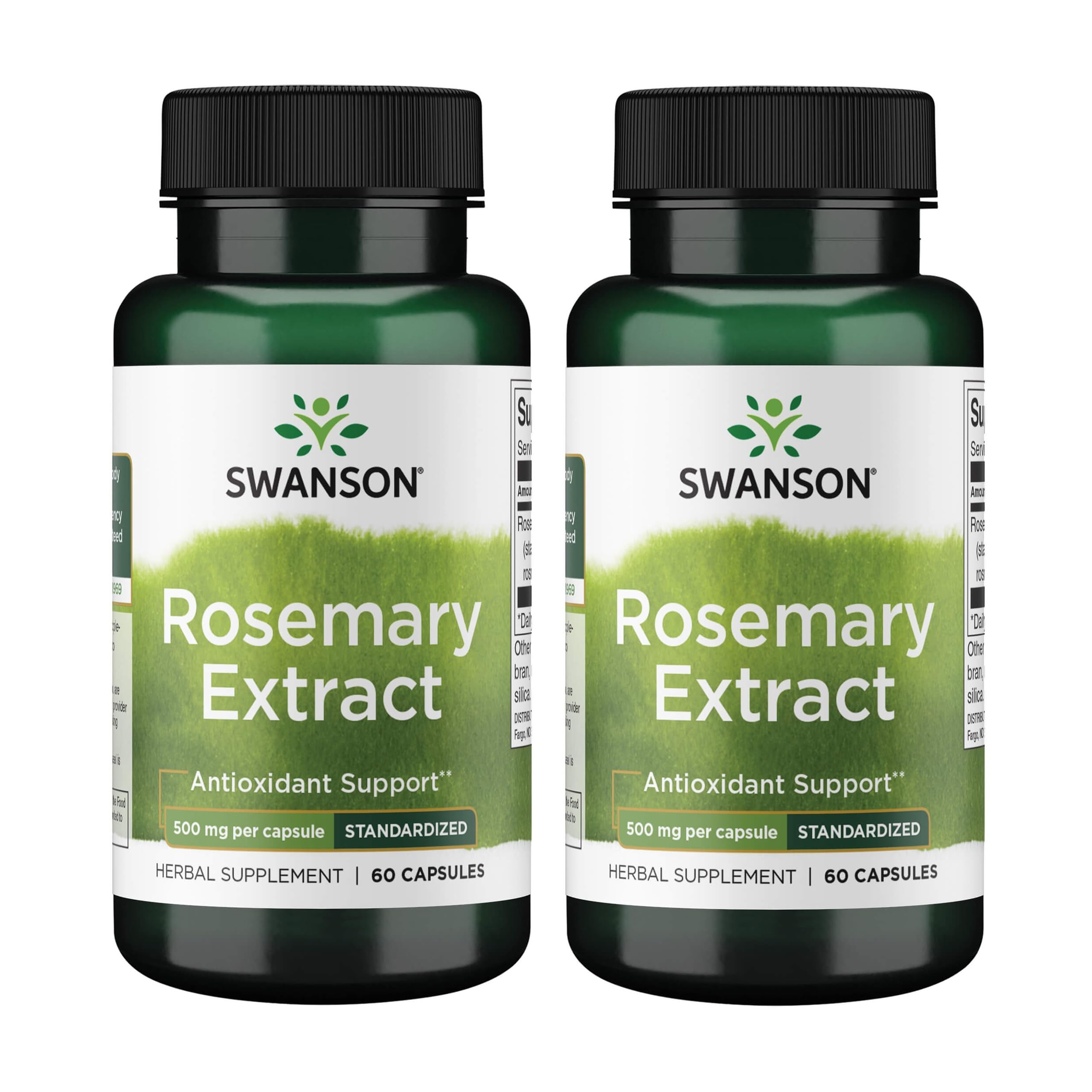 Swanson romero extracto estandar 500 mg 60 caps, botella para uso diario y apoyo antioxidante.