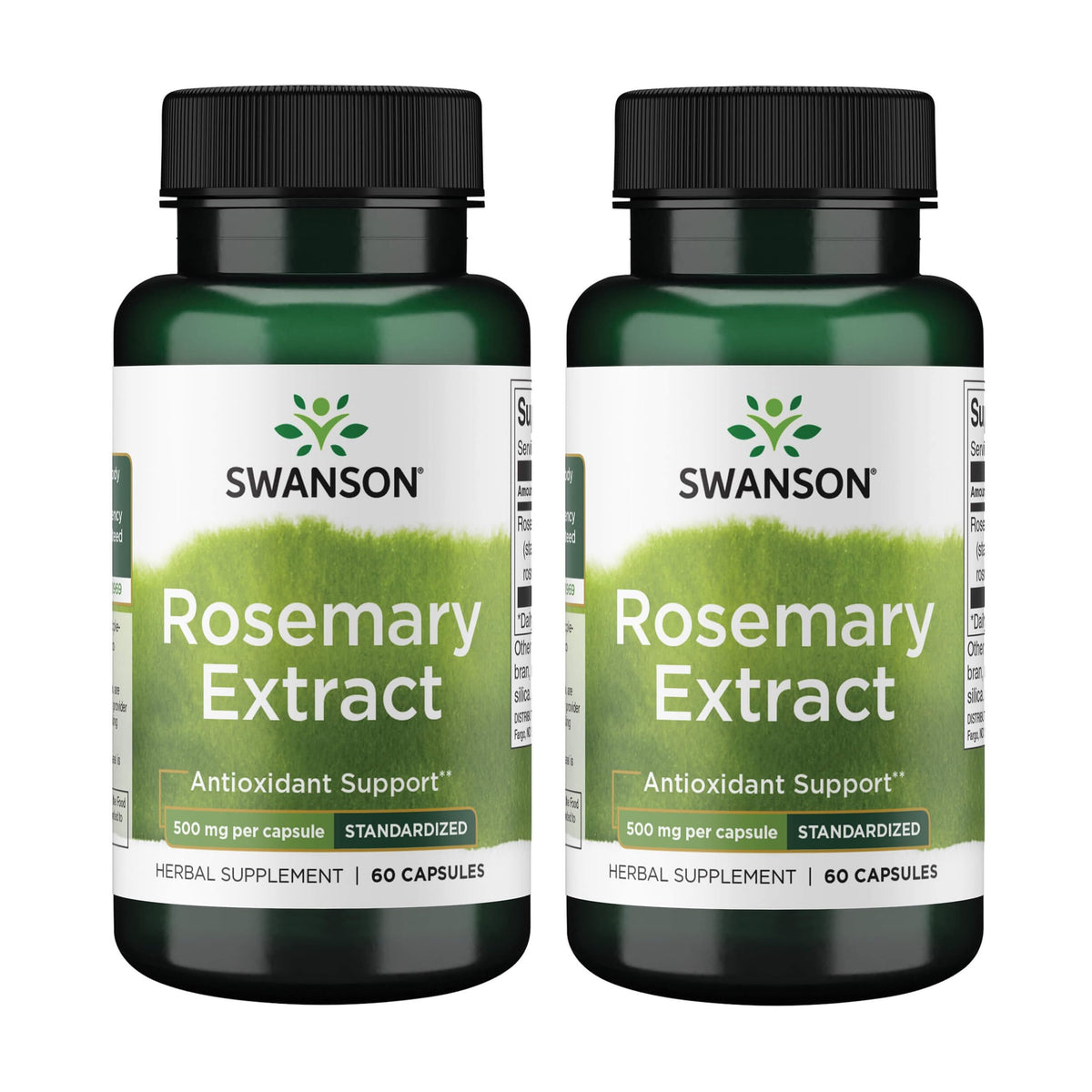 Swanson romero extracto estandar 500 mg 60 caps, botella para uso diario y apoyo antioxidante.