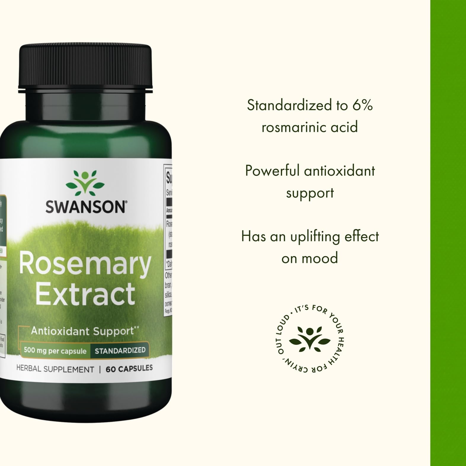 Swanson romero extracto estandar 500 mg 60 caps – mano sosteniendo, fácil de incorporar en la rutina.