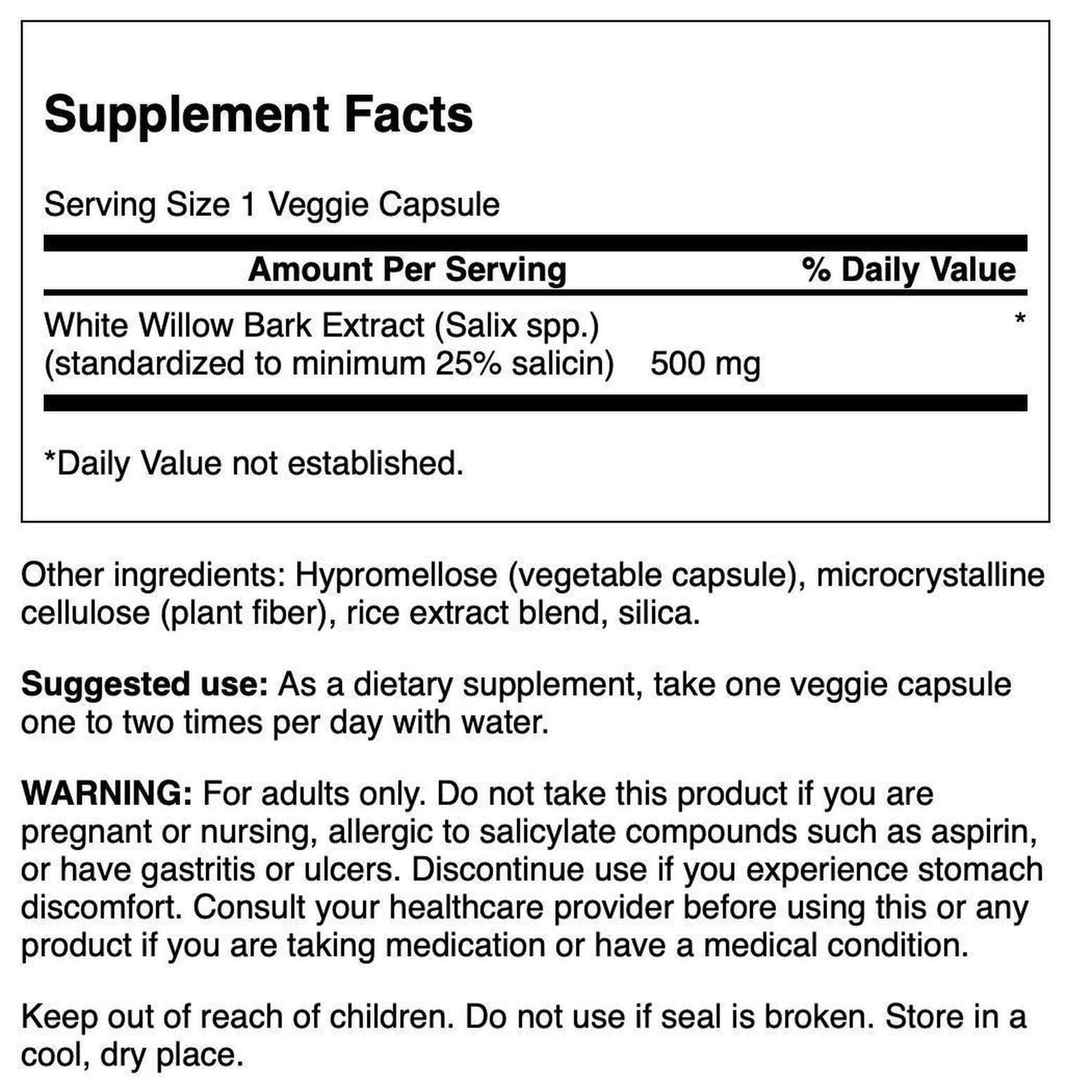 Capsula Swanson con 25% de salicina para apoyo de articulaciones