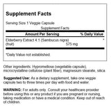 Etiqueta del producto Swanson Sambucus con concentración 575 mg para uso diario