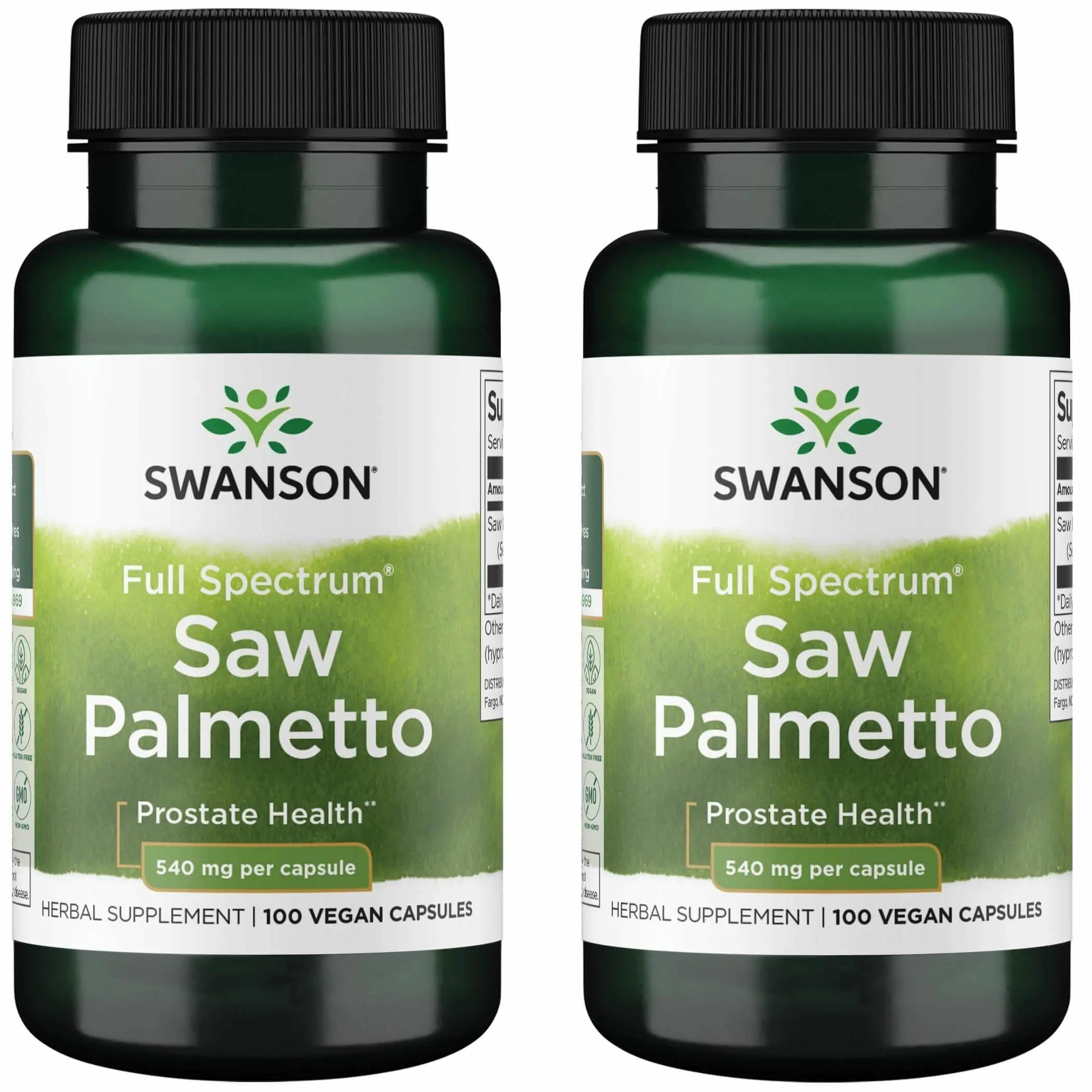 Swanson Saw Palmetto botella frontal mostrando el envase y etiqueta