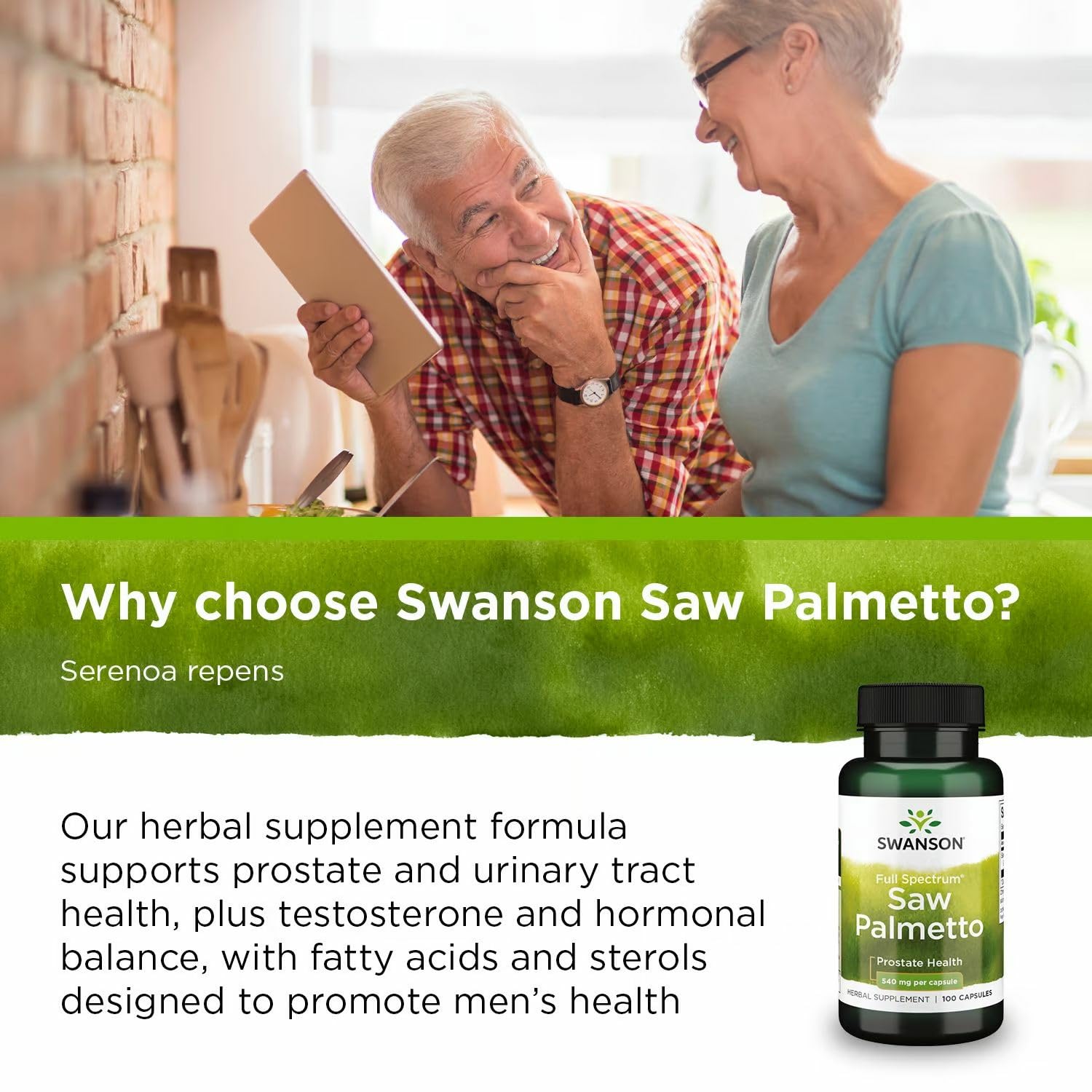 Swanson Saw Palmetto tapa de botella sellada y fresca
