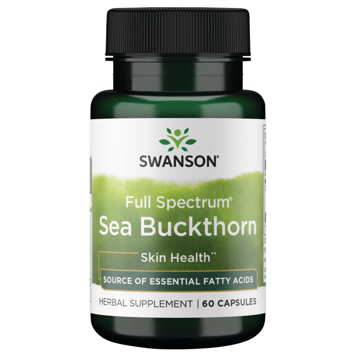 Cápsulas de Swanson Sea Buckthorn en frasco, apoyo a la piel saludable y bienestar diario