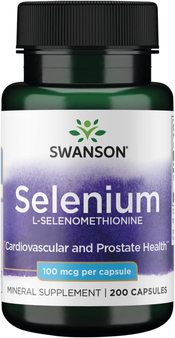 Swanson Selenio botella frontal para uso diario y soporte antioxidante potencial