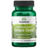 Swanson Semilla de Uva botella frente, antioxidante para el bienestar diario.