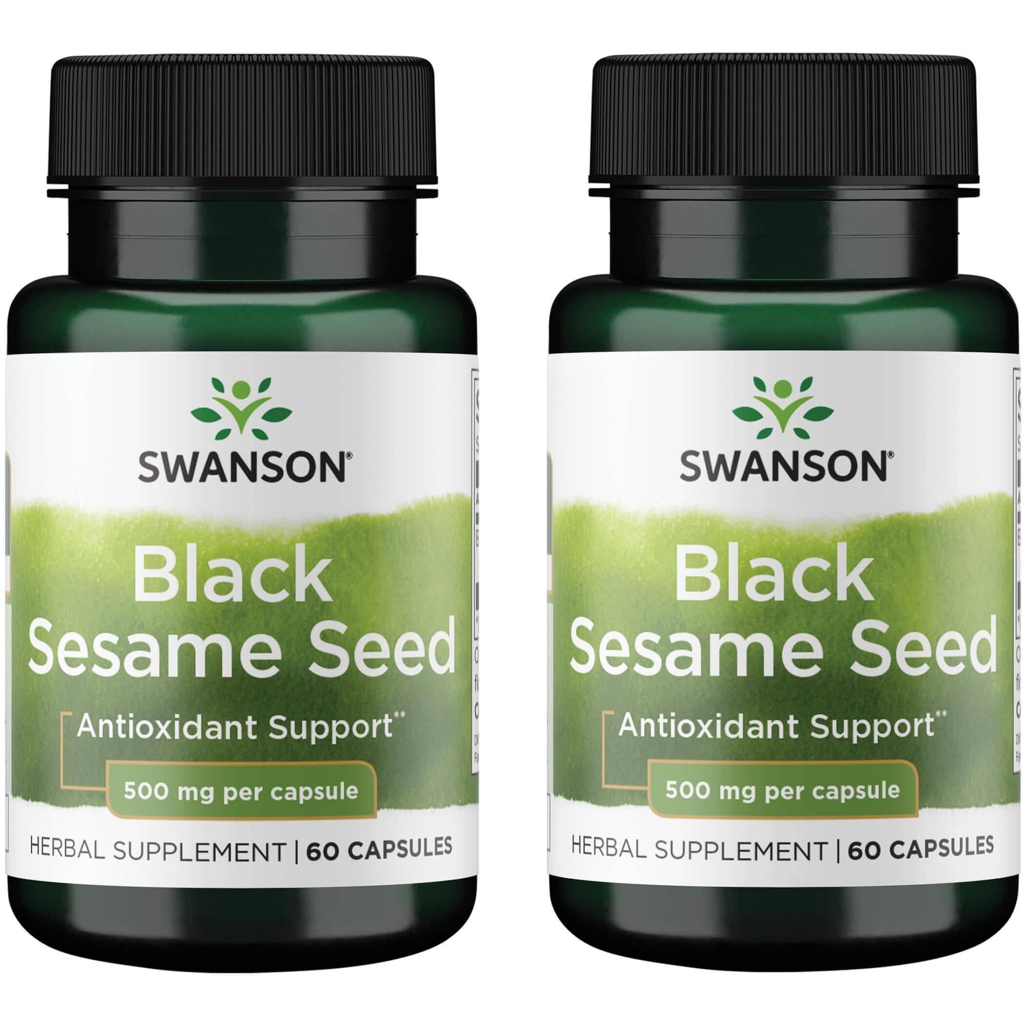 Swanson sésamo negro 500 mg, envase de cápsulas, posible apoyo a la vitalidad diaria