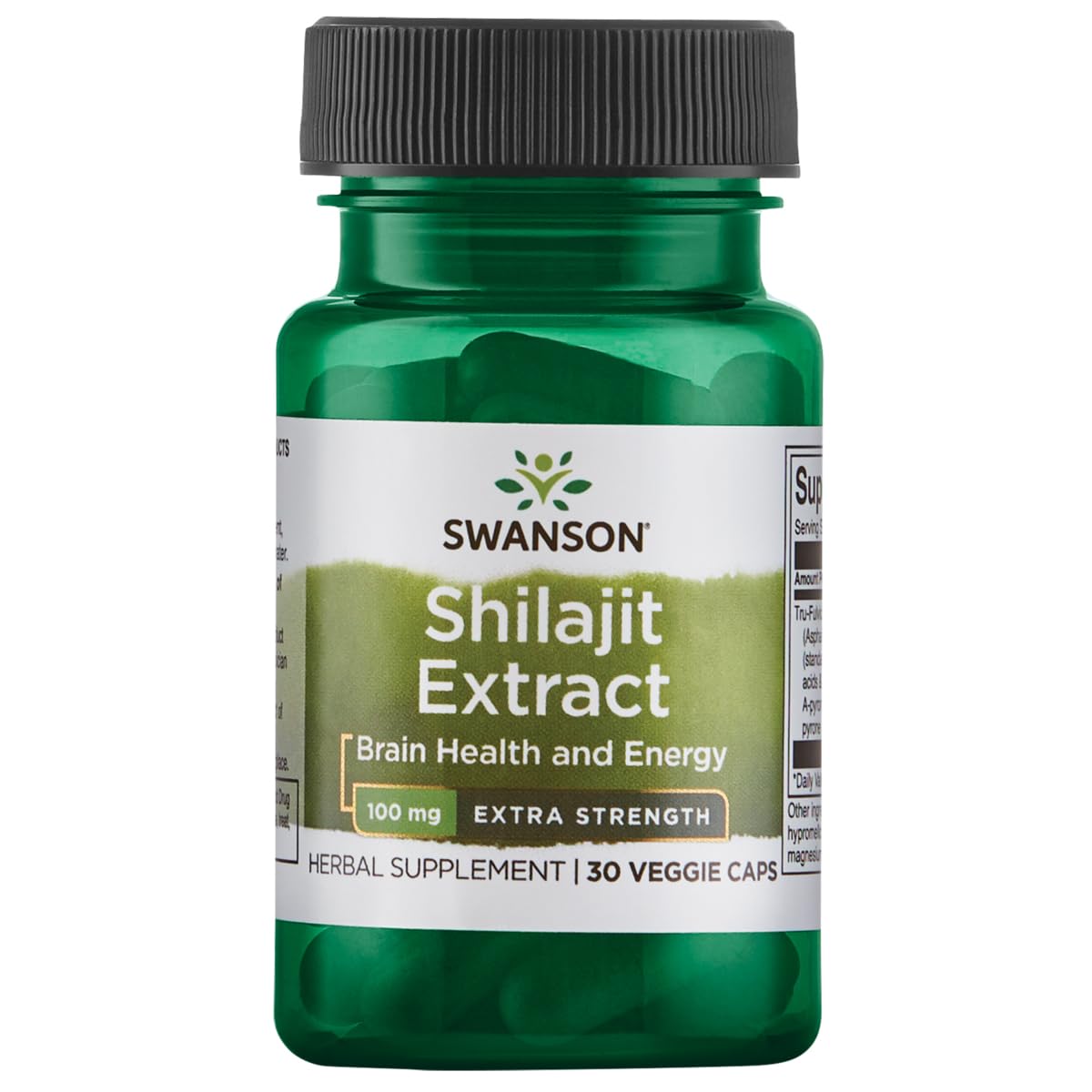 Swanson Shilajit: botella de cápsulas vegetales, posible apoyo a la energía diaria