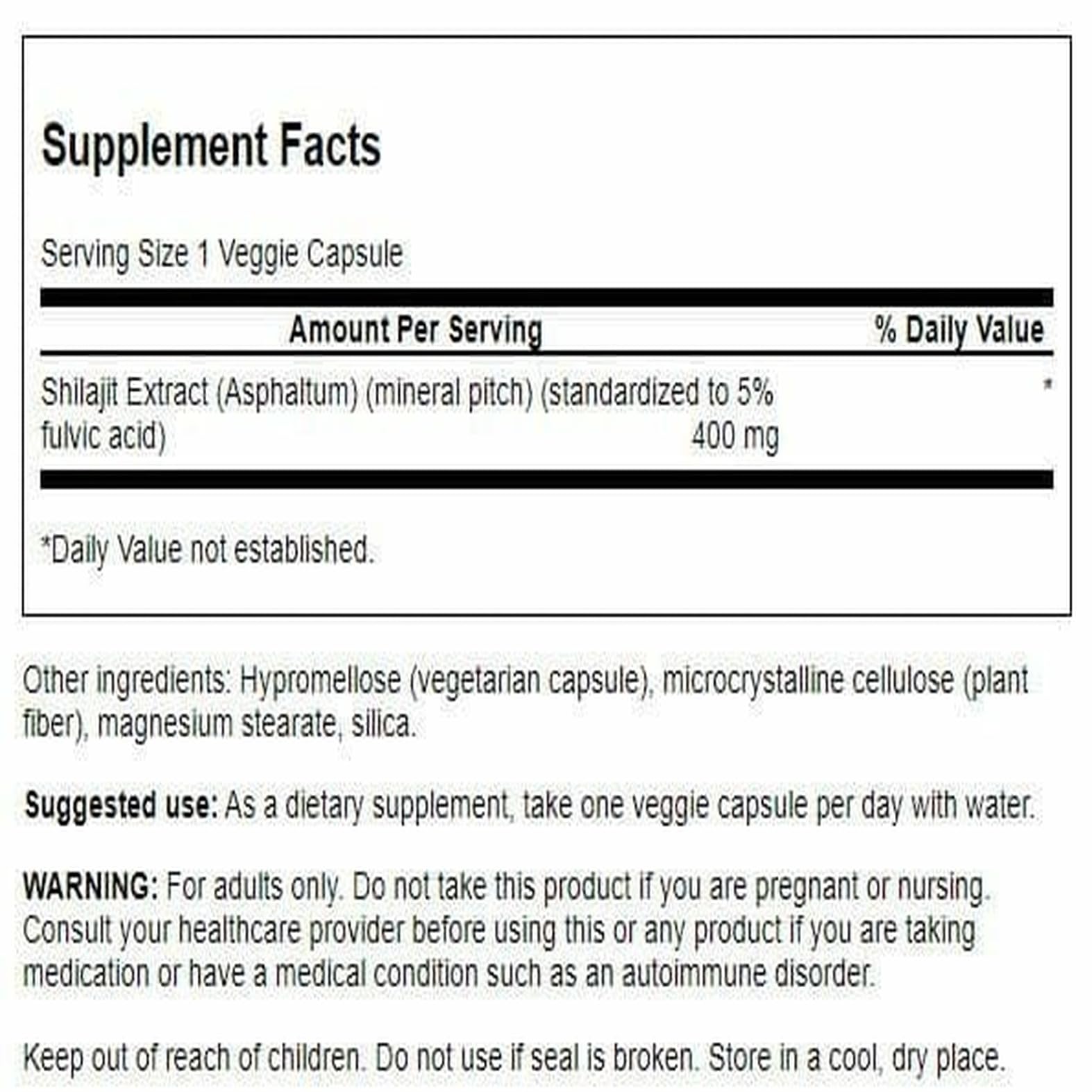 Capsulas Swanson Shilajit Extract listas para rutina equilibrada