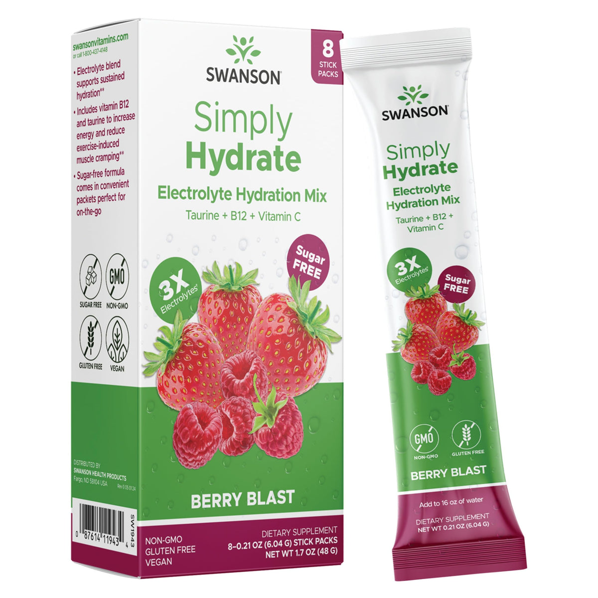 Swanson Simply Hydrate: paquetes individuales para hidratación rápida durante entrenamientos