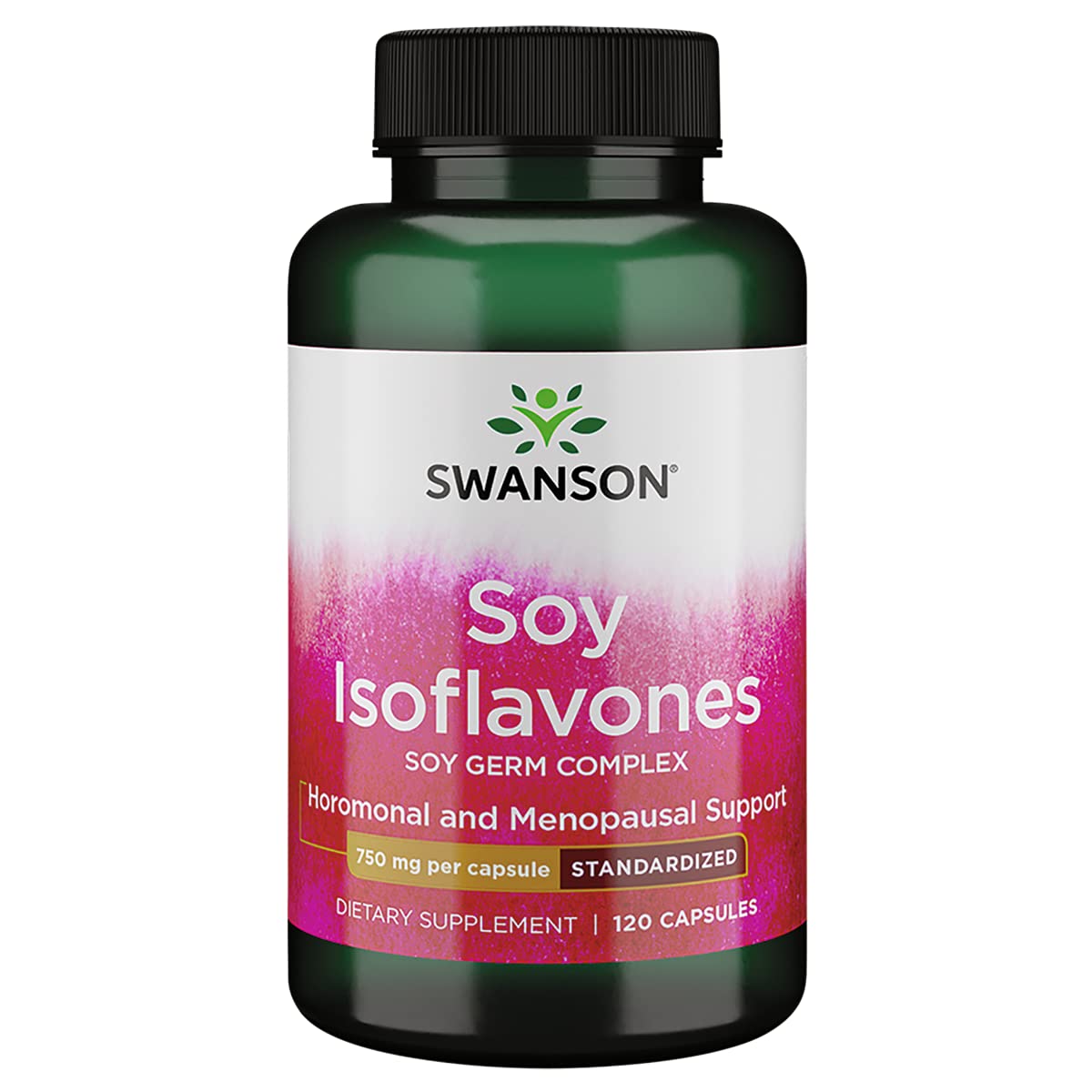 Swanson Soy Isoflavonas cápsulas en bote para uso diario.