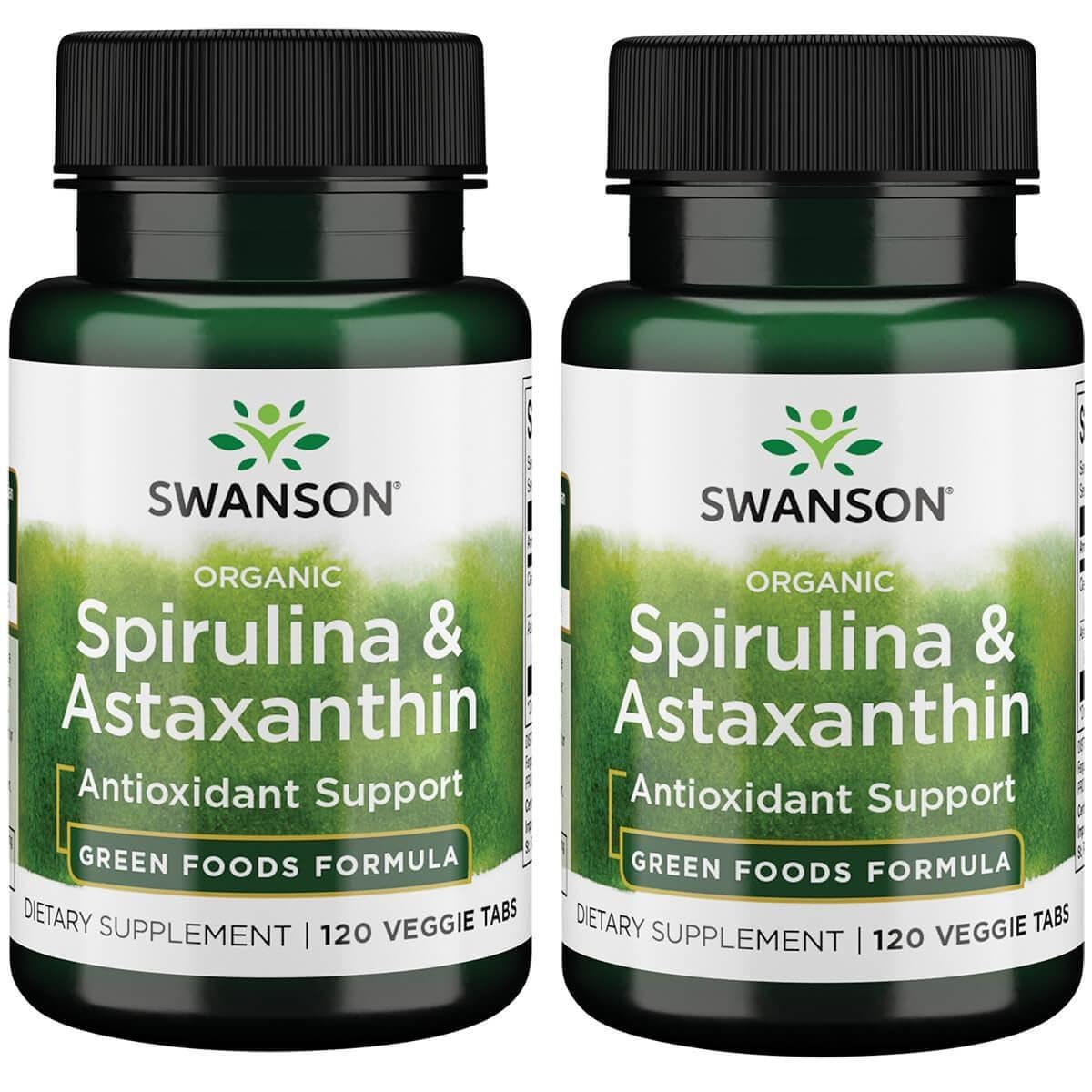 Swanson Spirulina con Astaxantina, pastillas vegetales para energía diaria y antioxidantes.