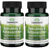 Swanson Spirulina con Astaxantina, pastillas vegetales para energía diaria y antioxidantes.
