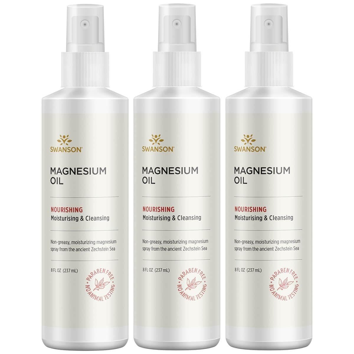 Spray de aceite de magnesio Swanson para aliviar tensiones musculares y cuidado de la piel.