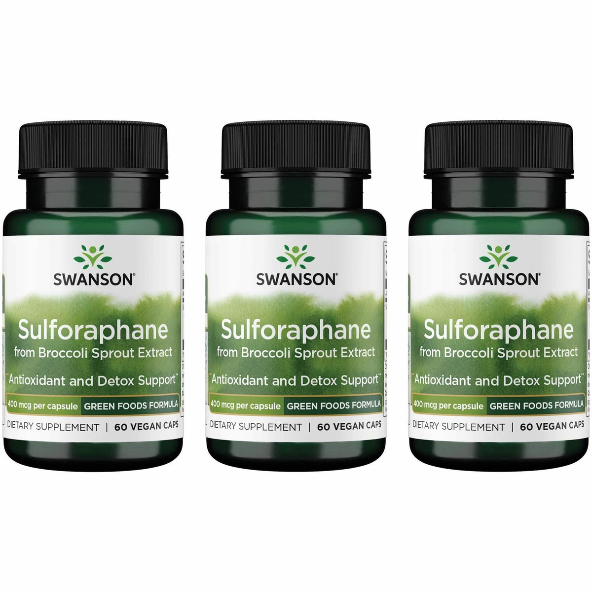 Swanson Sulforafano, cápsulas de brócoli germen para uso diario y apoyo potencial a la salud celular.