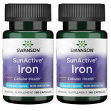 Swanson Sunactive Hierro 15 mg cápsulas, fácil de tragar para apoyo diario de energía