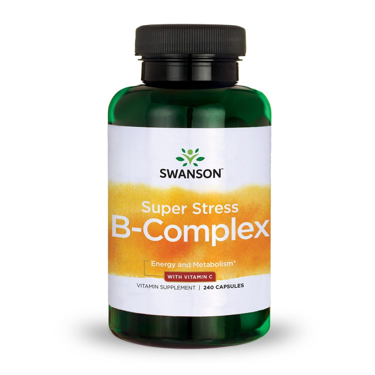Swanson Super Stress B-Complex, cápsulas fáciles de tragar para apoyo diario.