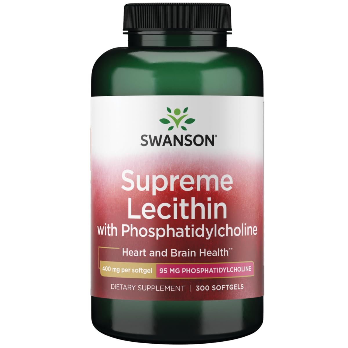 Swanson Supreme Lecitina, botella de cápsulas blandas, posible apoyo a la salud cognitiva