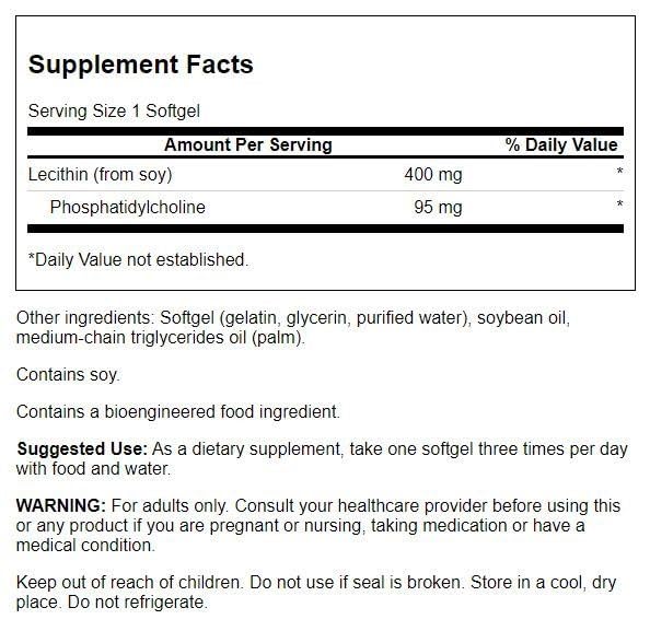 Swanson Supreme Lecitina, etiqueta detalle, información clara para comparar beneficios y uso diario