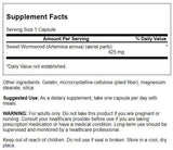 Swanson Sweet Wormwood, cápsulas 425 mg, uso diario para comodidad digestiva.