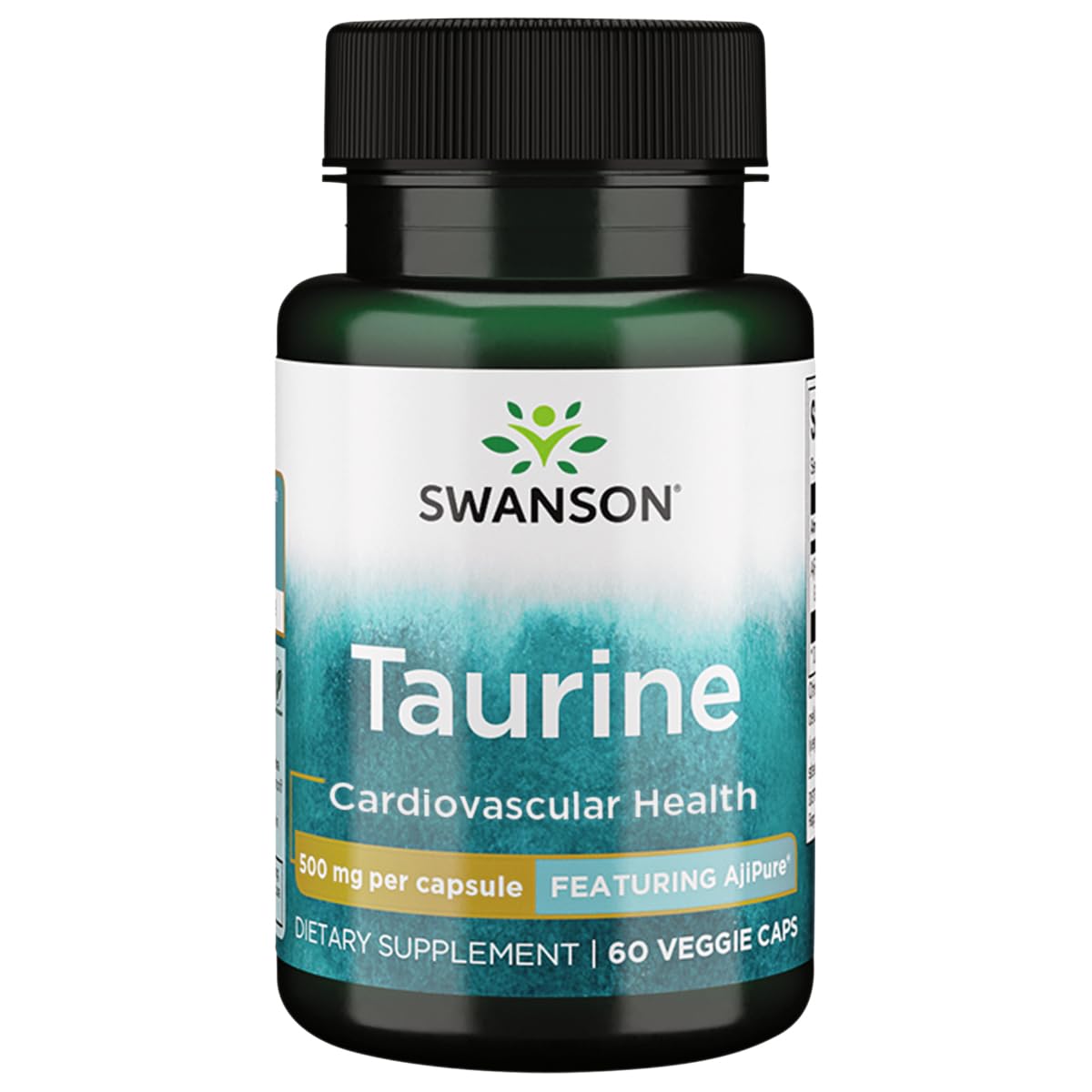 Taurina Swanson Ajipure 500 mg en cápsulas vegetales para equilibrio de electrolitos